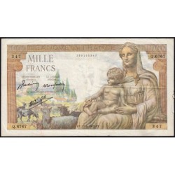 F 40-28 - 25/06/1943 - 1000 francs - Déesse Déméter - Série Q.6767 - Etat : TB+