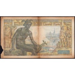 F 40-31 - 22/07/1943 - 1000 francs - Déesse Déméter - Série O.7287 - Etat : B-