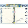 Bénin - Pick 213Bf - 5'000 francs - 1997 - Etat : TB+