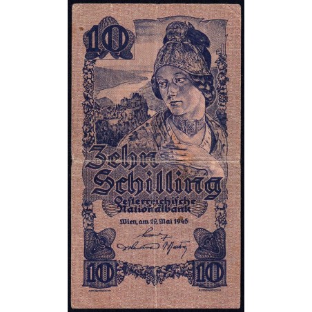 Autriche - Pick 114_2- 10 schilling - Série 1754 - 29/05/1945 - Etat : TTB-