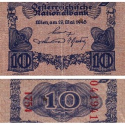 Autriche - Pick 114_2- 10 schilling - Série 1754 - 29/05/1945 - Etat : TTB-