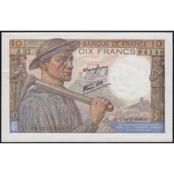 F 08-07 - 14/01/1943 - 10 francs - Mineur - Série A.37 - Etat : SUP