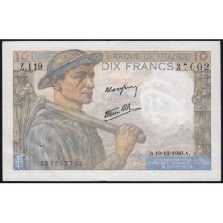 F 08-16 - 19/12/1946 - 10 francs - Mineur - Série Z.119 - Etat : SUP