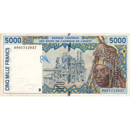 Bénin - Pick 213Bi - 5'000 francs - 1999 - Etat : TTB-