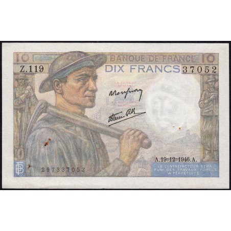 F 08-16 - 19/12/1946 - 10 francs - Mineur - Série Z.119 - Etat : SUP