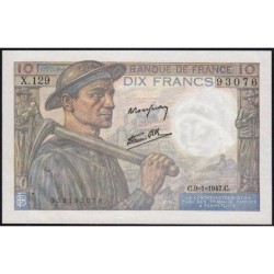 F 08-17 - 09/01/1947 - 10 francs - Mineur - Série X.129 - Etat : SUP+