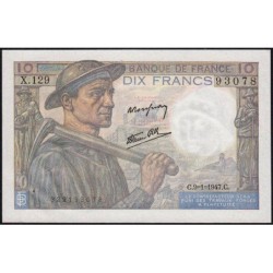 F 08-17 - 09/01/1947 - 10 francs - Mineur - Série X.129 - Etat : SUP+