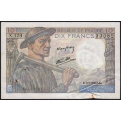 F 08-17 - 09/01/1947 - 10 francs - Mineur - Série X.129 - Etat : TTB