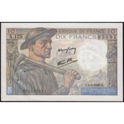 F 08-17 - 09/01/1947 - 10 francs - Mineur - Série X.129 - Etat : SUP