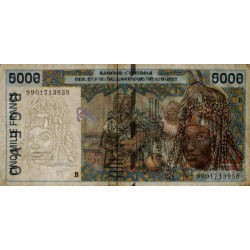 Bénin - Pick 213Bi - 5'000 francs - 1999 - Etat : TB+