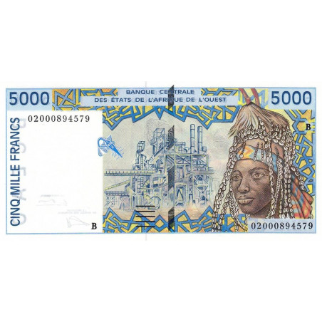 Bénin - Pick 213Bl - 5'000 francs - 2002 - Etat : NEUF
