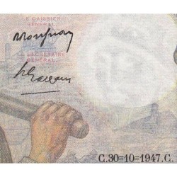 F 08-18 - 30/10/1947 - 10 francs - Mineur - Série G.141 - Etat : TTB+