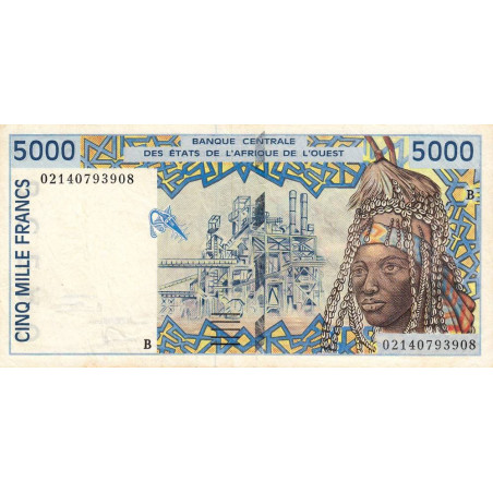 Bénin - Pick 213Bl - 5'000 francs - 2002 - Etat : TTB+