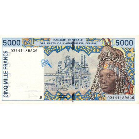 Bénin - Pick 213Bl - 5'000 francs - 2002 - Etat : SPL