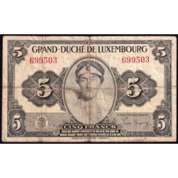Luxembourg - Pick 43b - 5 francs - Série A - 1944 - Etat : TB-
