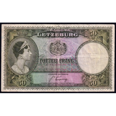 Luxembourg - Pick 45a - 50 francs - Série A - 1944 - Etat : TB+