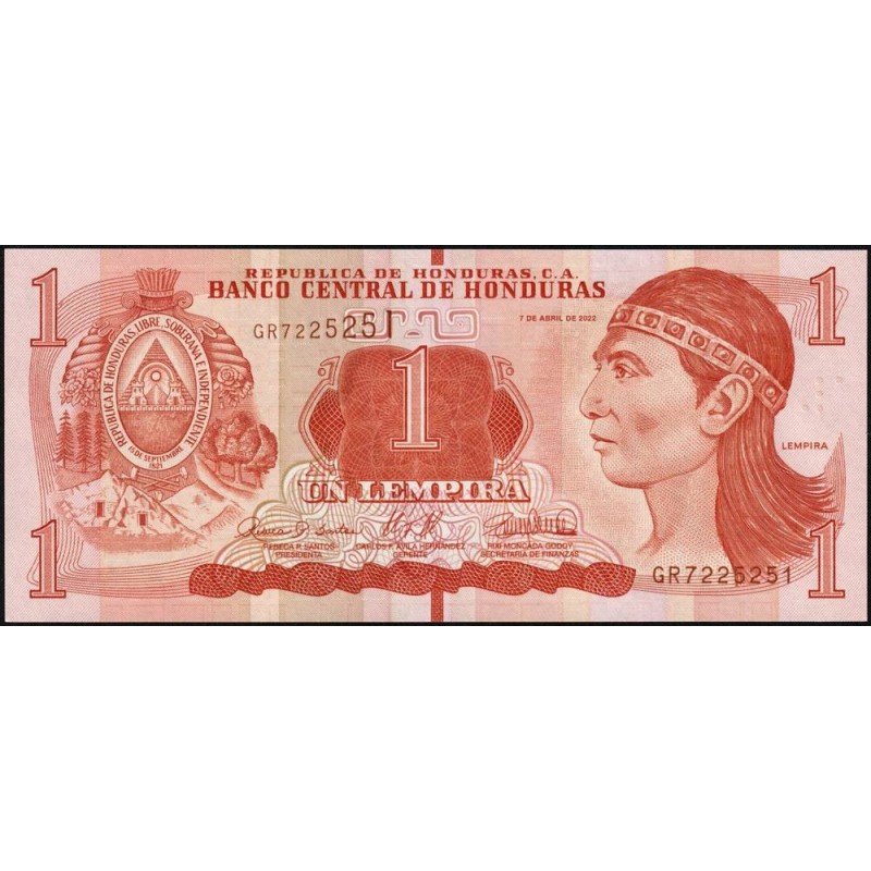 Honduras - Pick 96e - 1 lempira - Série GR - 07/04/2022 - Etat : NEUF