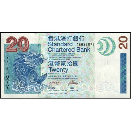 Hong Kong - Standard Ch. Bank - Pick 291 - 20 dollars - Série AB - 01/07/2003 - Etat : NEUF