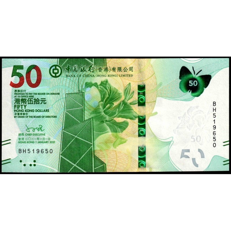 Hong Kong - Bank of China - Pick 349b - 50 dollars - Série BH - 01/01/2021 - Etat : NEUF