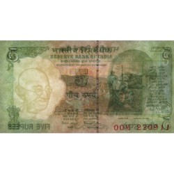 Inde - Pick 88Aa_3 - 5 rupees - Série 00M - Lettre R - 2001 - Etat : NEUF