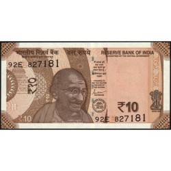 Inde - Pick 109f_2 - 10 rupees - Série 92E - Lettre E - 2022 - Etat : NEUF