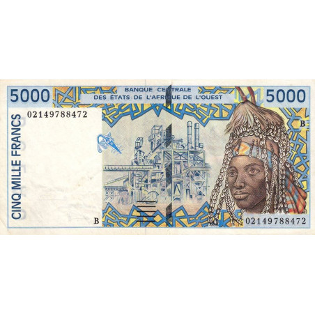 Bénin - Pick 213Bl - 5'000 francs - 2002 - Etat : TTB