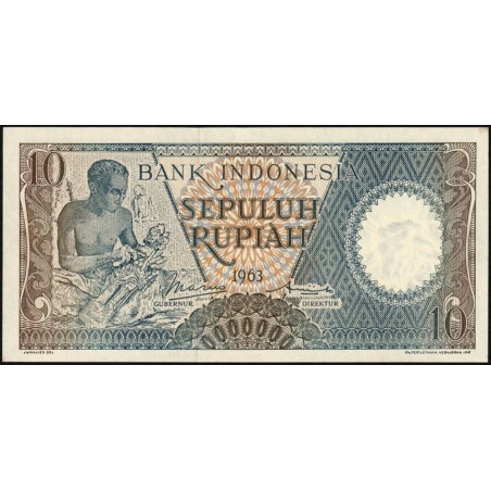 Indonésie - Pick 89 - 10 rupiah - Série PAP - 1963 - Etat : pr.NEUF