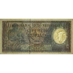 Indonésie - Pick 89r (remplacement) - 10 rupiah - Série XAB - 1963 - Etat : NEUF