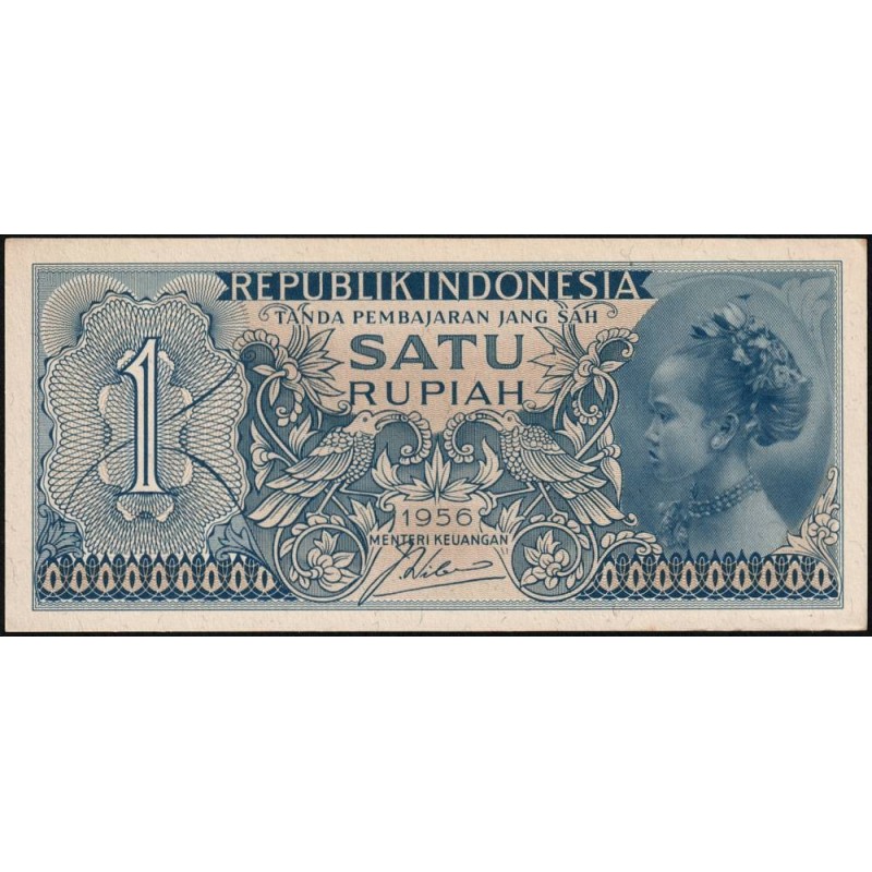 Indonésie - Pick 74 - 1 rupiah - Série JWH - 1956 - Etat : pr.NEUF