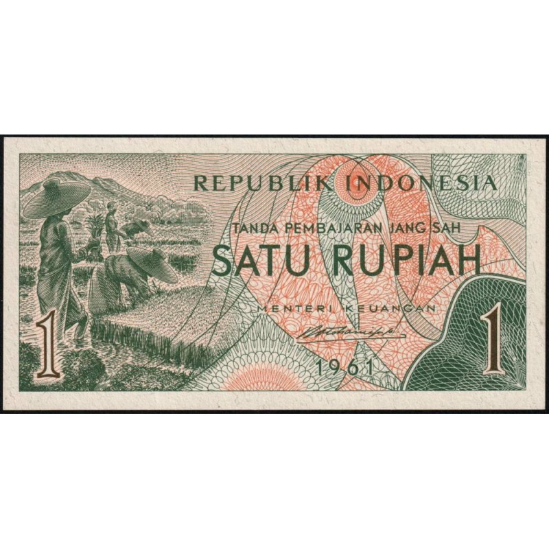 Indonésie - Pick 78a - 1 rupiah - Série GZZ - 1961 - Etat : pr.NEUF