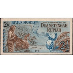 Indonésie - Pick 79 - 2 1/2 rupiah - Série DTC - 1961 - Etat : pr.NEUF