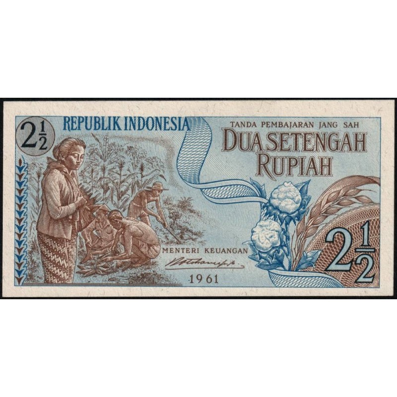 Indonésie - Pick 79 - 2 1/2 rupiah - Série EMP - 1961 - Etat : NEUF