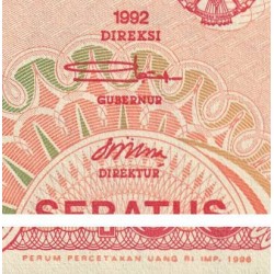 Indonésie - Pick 127e - 100 rupiah - Série ZZA - 1992/1996 - Etat : NEUF