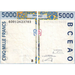 Bénin - Pick 213Bm - 5'000 francs - 2003 - Etat : TTB