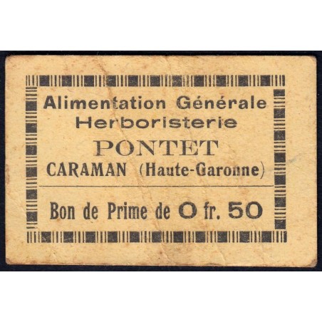31 - Caraman - Alimentation Générale Herboristerie - Pontet - 0 franc 50 - Type 1a - Etat : TB