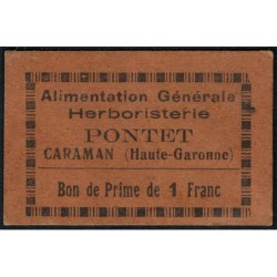 31 - Caraman - Alimentation Générale Herboristerie - Pontet - 1 franc - Type 1b - Etat : SUP+