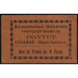 31 - Caraman - Alimentation Générale Herboristerie - Pontet - 1 franc - Type 1b - Etat : SUP
