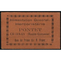 31 - Caraman - Alimentation Générale Herboristerie - Pontet - 1 franc - Type 1c - Etat : SPL