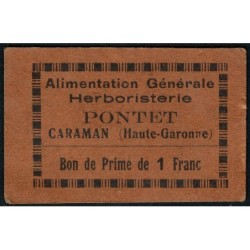 31 - Caraman - Alimentation Générale Herboristerie - Pontet - 1 franc - Type 1b - Etat : TTB