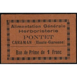 31 - Caraman - Alimentation Générale Herboristerie - Pontet - 1 franc - Type 1b - Etat : TTB+