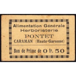 31 - Caraman - Alimentation Générale Herboristerie - Pontet - 0 franc 50 - Type 1b - Etat : TB+