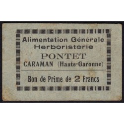 31 - Caraman - Alimentation Générale Herboristerie - Pontet - 2 francs - Type 1a - Etat : TB