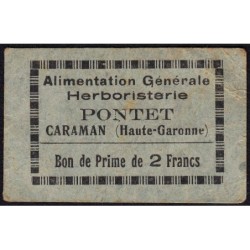 31 - Caraman - Alimentation Générale Herboristerie - Pontet - 2 francs - Type 1a - Etat : TB