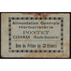 31 - Caraman - Alimentation Générale Herboristerie - Pontet - 2 francs - Type 1a - Etat : TB-