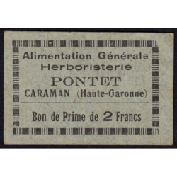 31 - Caraman - Alimentation Générale Herboristerie - Pontet - 2 francs - Type 1a - Etat : SUP