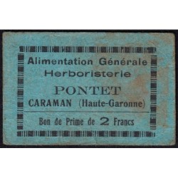 31 - Caraman - Alimentation Générale Herboristerie - Pontet - 2 francs - Type 1b - Etat : TB-