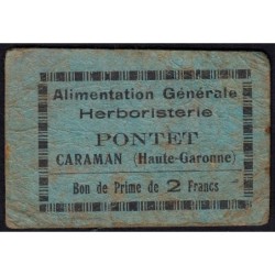 31 - Caraman - Alimentation Générale Herboristerie - Pontet - 2 francs - Type 1b - Etat : B+