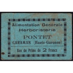 31 - Caraman - Alimentation Générale Herboristerie - Pontet - 2 francs - Type 1b - Etat : TB-