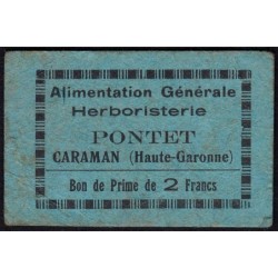 31 - Caraman - Alimentation Générale Herboristerie - Pontet - 2 francs - Type 1b - Etat : TB-