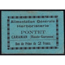 31 - Caraman - Alimentation Générale Herboristerie - Pontet - 2 francs - Type 1b - Etat : SUP